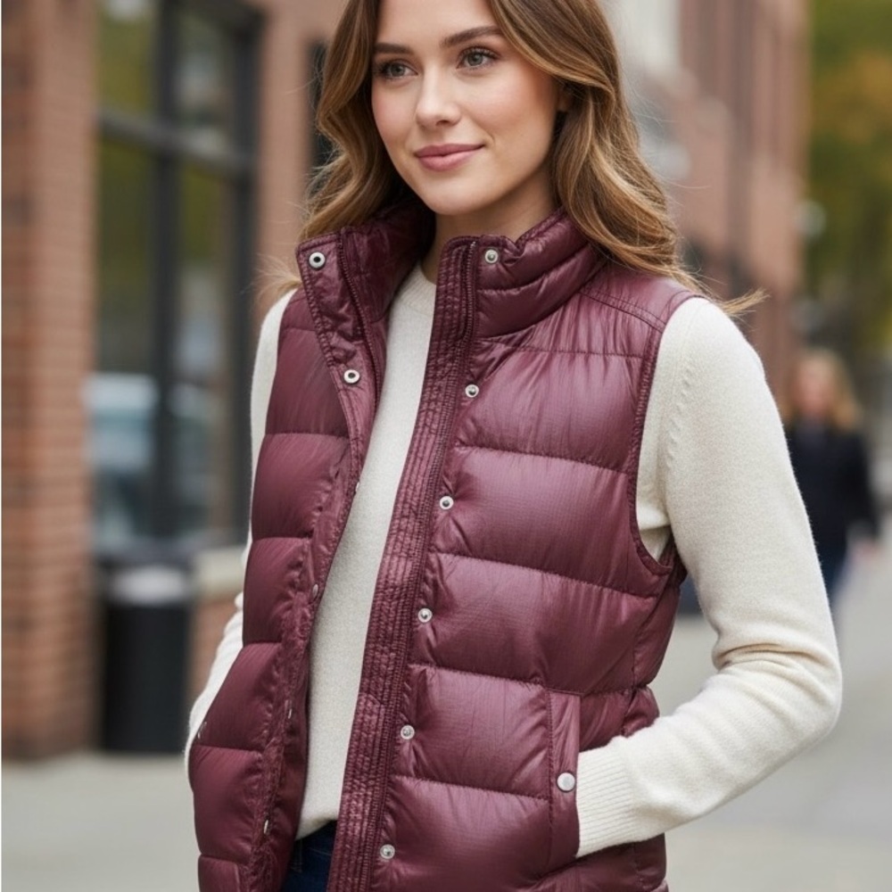 J. Crew Maroon Puffer‎ Vest for Women